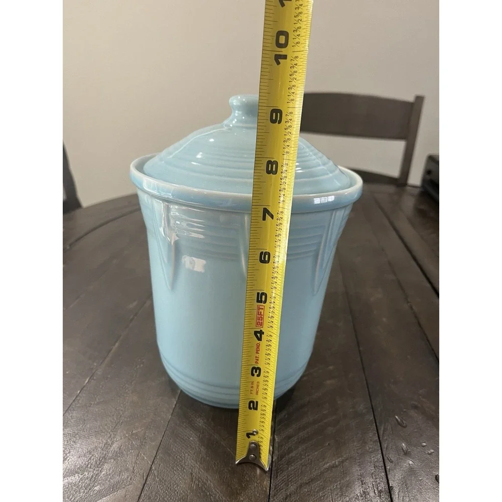 Fiestaware NEW Medium Sky Blue chevron 2 quart Canister‎ w/ lid Fiesta
